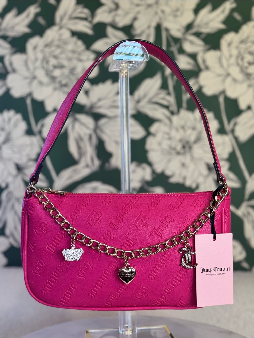 Juicy Couture Hot Pink Shoulder Bag with Charm Chain NWT